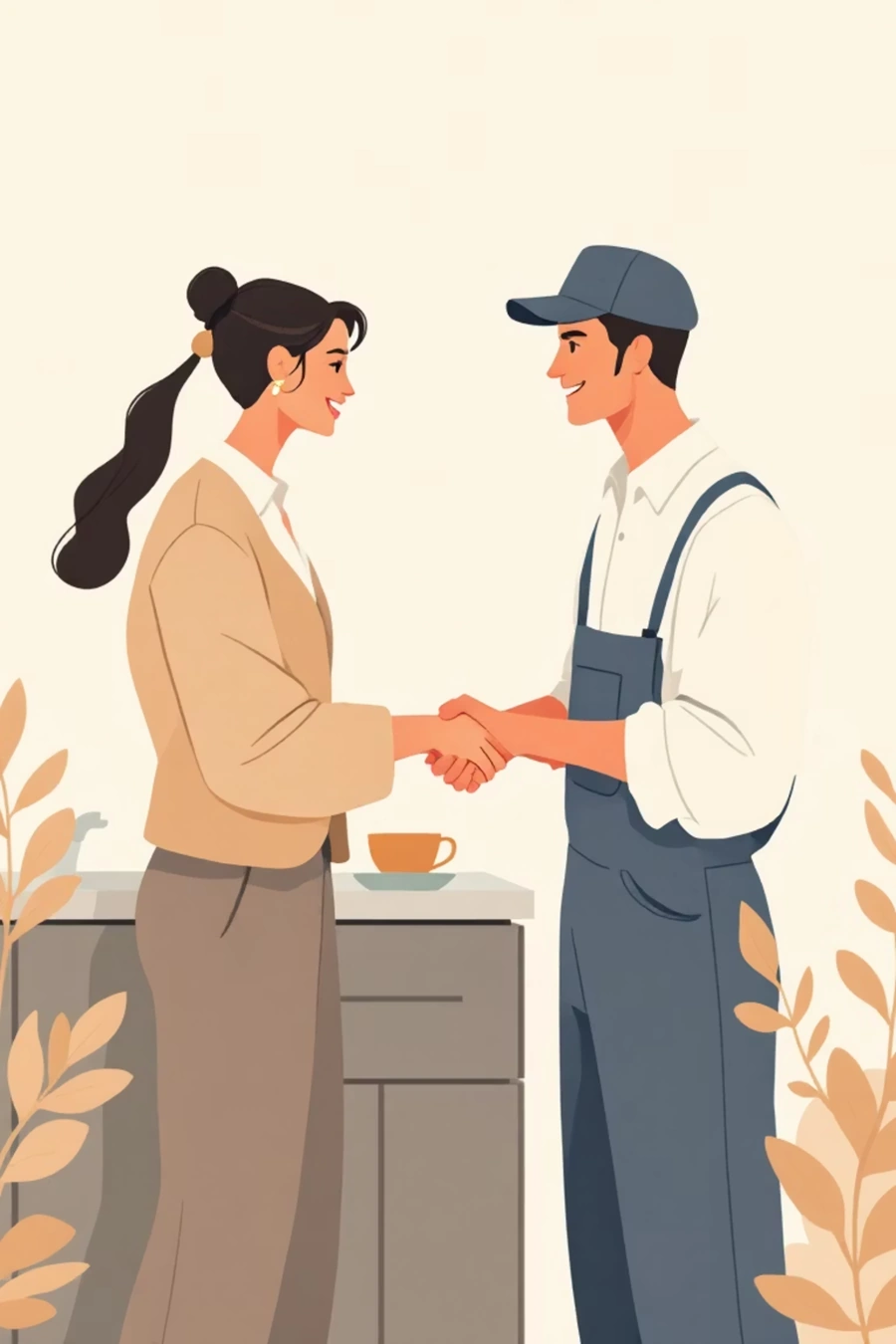 修理が完了しホッとしている女性のイメージ