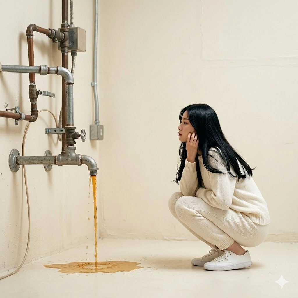 水漏れに悩む女性のイメージ